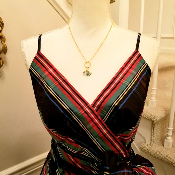 🆕️ JCrew Taffeta Black Stewart Tartan Plaid Dress - Picture 5 of 5